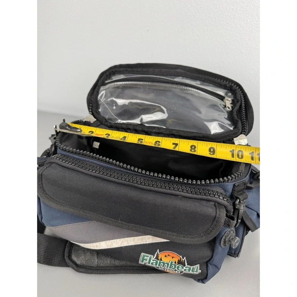 Flambeau Pro Angler Fishing Hunting Bag Multiple Zippers Pockets Strap Blue
